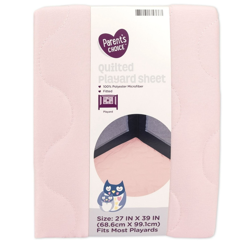 Parents Choice Quilted Playard Sheet-Pink